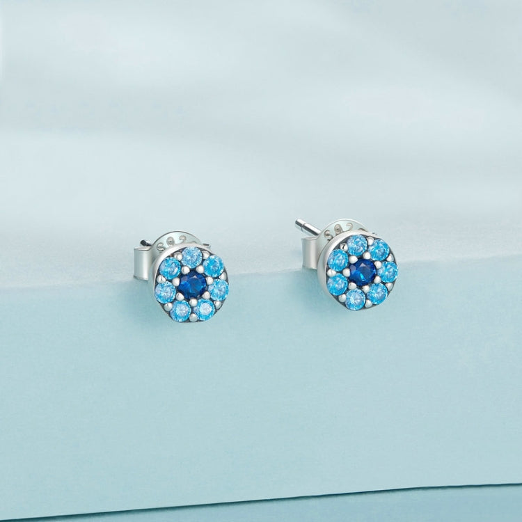 SCE1531 Sterling Silver S925 Brilliant Devil Eye Zircon Stud Earrings