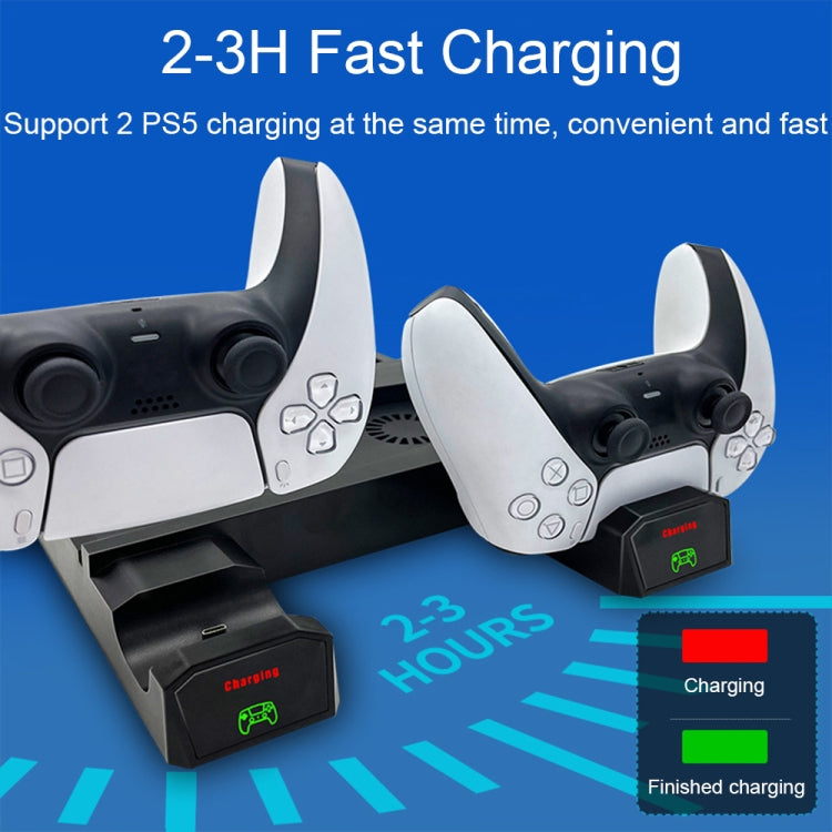 For PS5 SYP5-2088 Handle Dual Charging Cooling Fan with Disc Storage Rack
