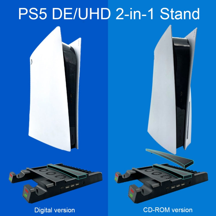 For PS5 SYP5-2088 Handle Dual Charging Cooling Fan with Disc Storage Rack