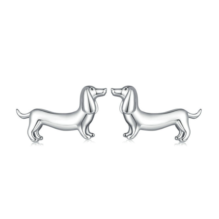 SCE1535 Sterling Silver S925 Cute Dachshund Animal Stud Earrings