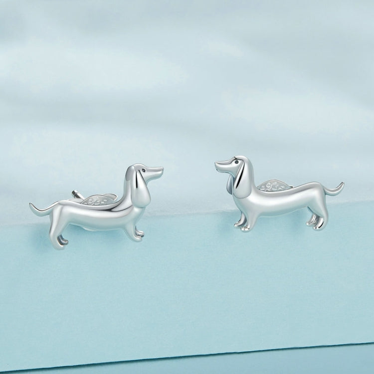 SCE1535 Sterling Silver S925 Cute Dachshund Animal Stud Earrings