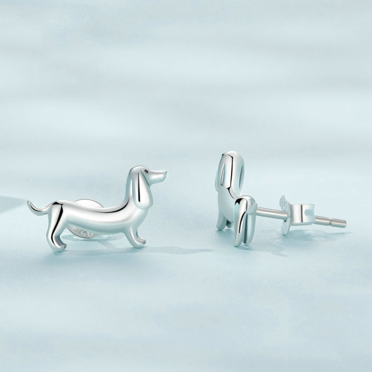 SCE1535 Sterling Silver S925 Cute Dachshund Animal Stud Earrings