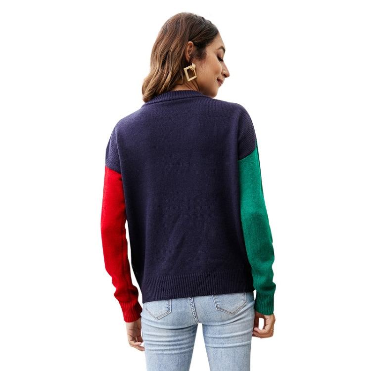 Women Small Snowflake Christmas Knit Sweater, Size: S(Dark Blue)