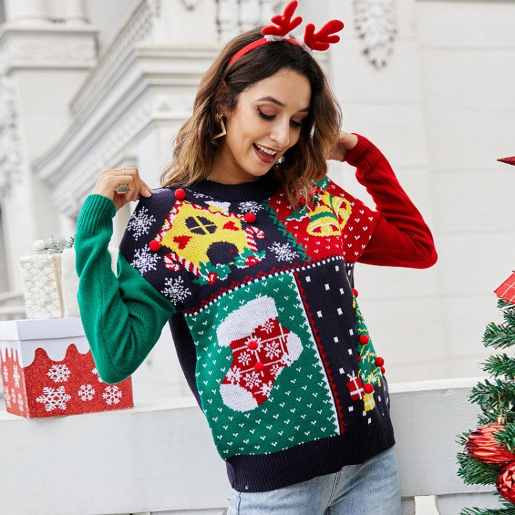 Women Small Snowflake Christmas Knit Sweater, Size: S(Dark Blue)