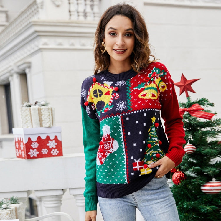Women Small Snowflake Christmas Knit Sweater, Size: M(Dark Blue)