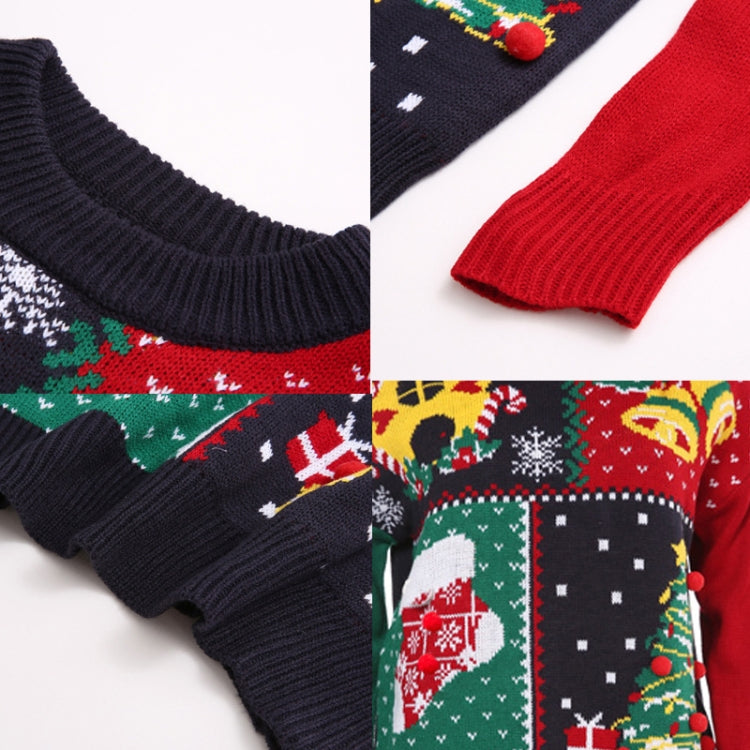 Women Small Snowflake Christmas Knit Sweater, Size: L(Dark Blue)