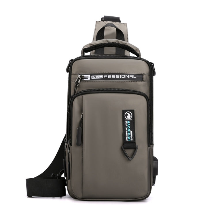 HAOSHUAI 1100-17 Men Chest Bag Casual Shoulder Mesengers Bag USB Charging Chest Bag