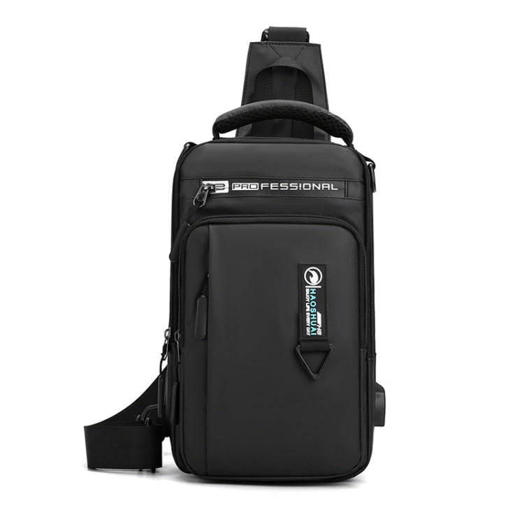 HAOSHUAI 1100-17 Men Chest Bag Casual Shoulder Mesengers Bag USB Charging Chest Bag