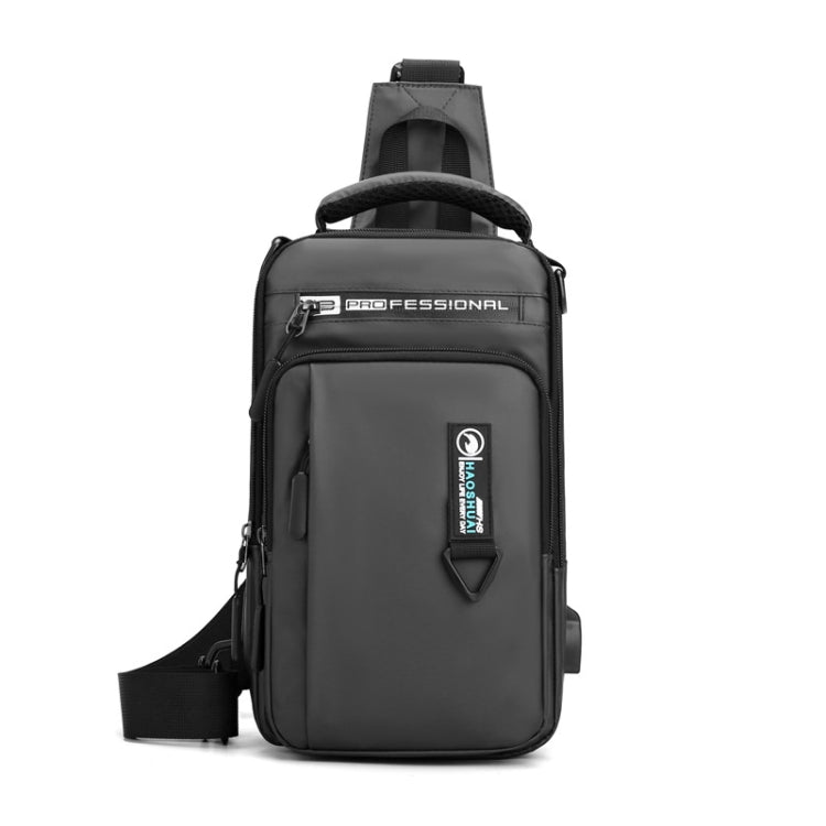 HAOSHUAI 1100-17 Men Chest Bag Casual Shoulder Mesengers Bag USB Charging Chest Bag