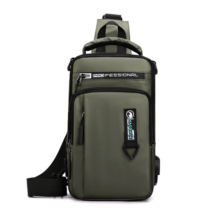 HAOSHUAI 1100-17 Men Chest Bag Casual Shoulder Mesengers Bag USB Charging Chest Bag