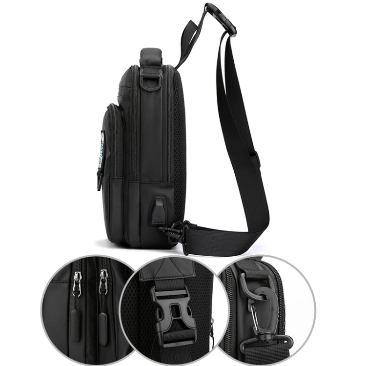 HAOSHUAI 1100-17 Men Chest Bag Casual Shoulder Mesengers Bag USB Charging Chest Bag