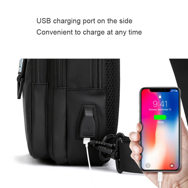 HAOSHUAI 1100-17 Men Chest Bag Casual Shoulder Mesengers Bag USB Charging Chest Bag