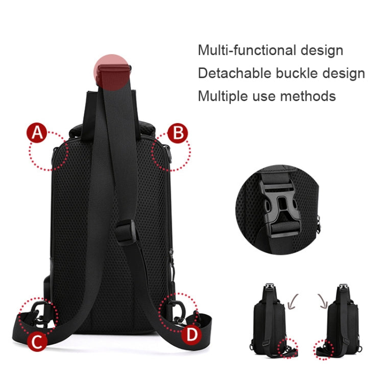 HAOSHUAI 1100-17 Men Chest Bag Casual Shoulder Mesengers Bag USB Charging Chest Bag