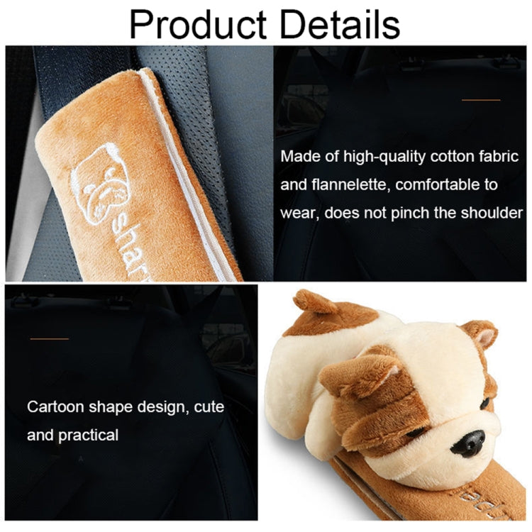 002 Cute Cartoon Thicked Seat Belt Anti-Strangled Protective Cushion, Length: 23cm (Brown Dog)
