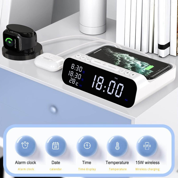 15W  5-in-1 Alarm Clock Mobile Phone Wireless Charger Fast Charging