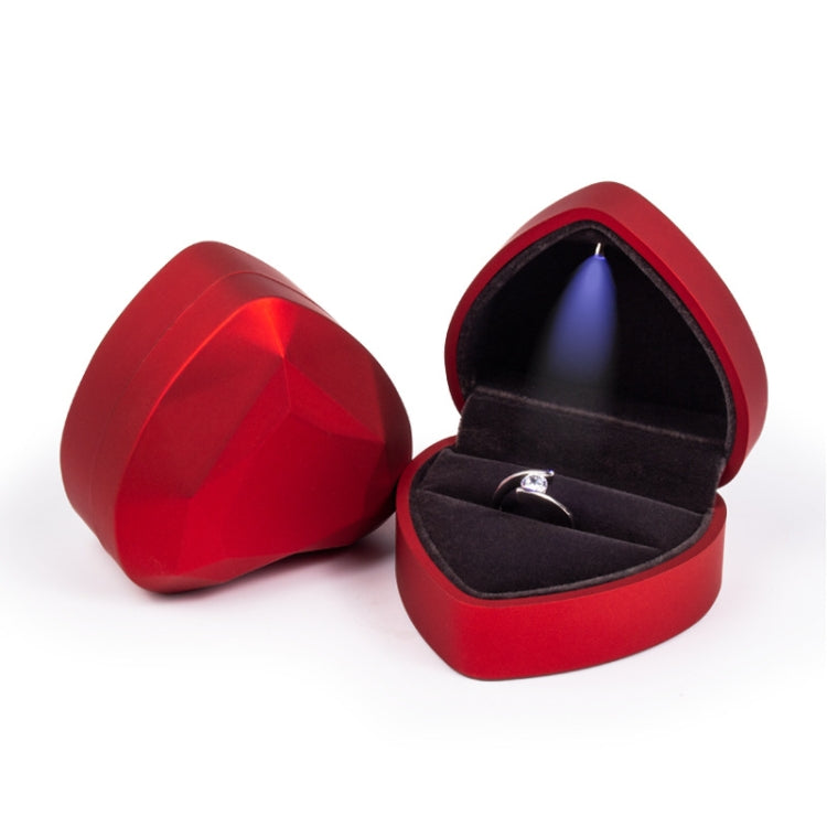 017015-20 Heart-shaped LED Light Ring Necklace Storage Box without Jewelry, Spec: Ring