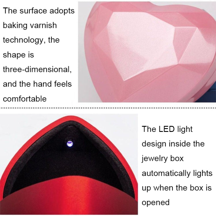 017015-20 Heart-shaped LED Light Ring Necklace Storage Box without Jewelry, Spec: Ring