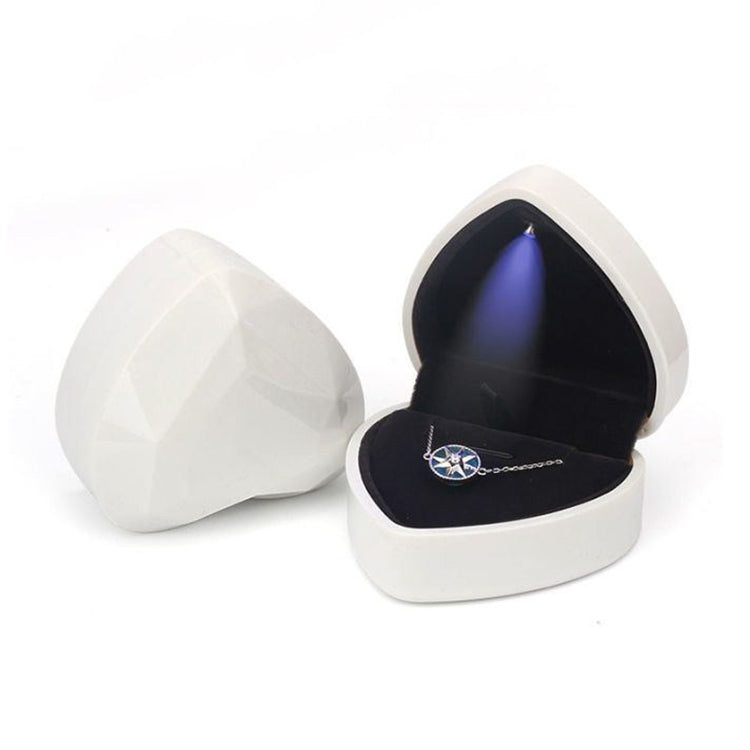 017015-20 Heart-shaped LED Light Ring Necklace Storage Box without Jewelry, Spec: Pendant