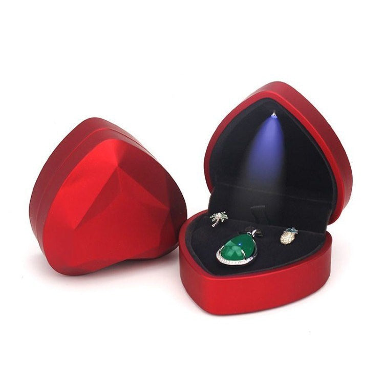 017015-20 Heart-shaped LED Light Ring Necklace Storage Box without Jewelry, Spec: Pendant