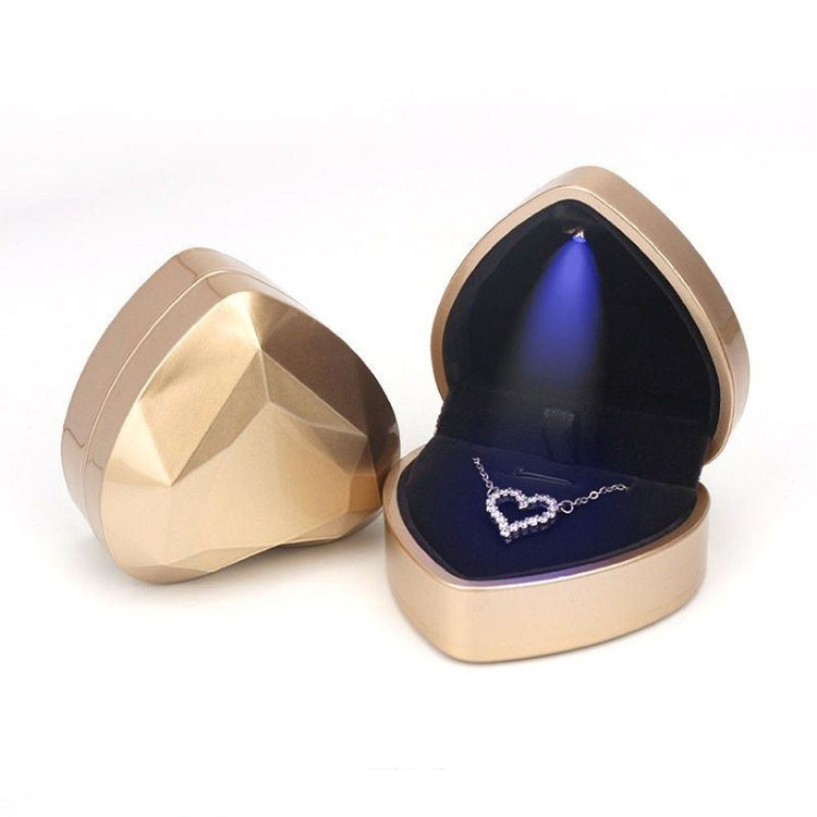 017015-20 Heart-shaped LED Light Ring Necklace Storage Box without Jewelry, Spec: Pendant