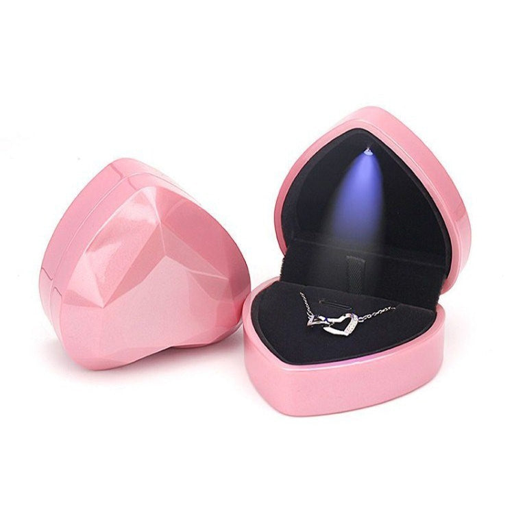 017015-20 Heart-shaped LED Light Ring Necklace Storage Box without Jewelry, Spec: Pendant