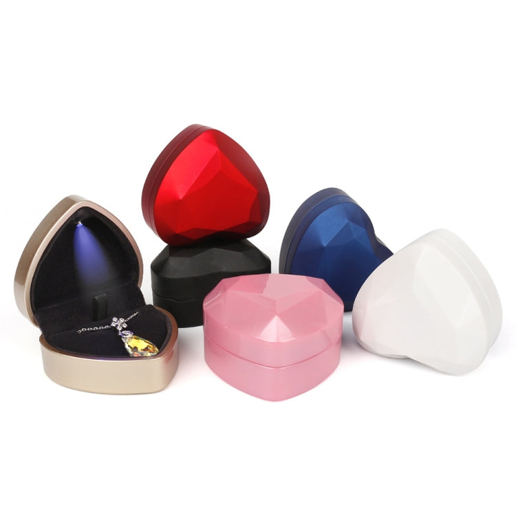 017015-20 Heart-shaped LED Light Ring Necklace Storage Box without Jewelry, Spec: Pendant