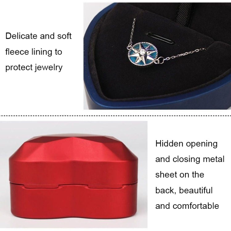 017015-20 Heart-shaped LED Light Ring Necklace Storage Box without Jewelry, Spec: Pendant