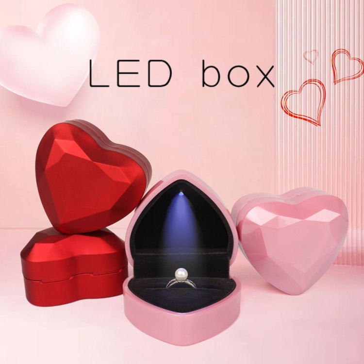 017015-20 Heart-shaped LED Light Ring Necklace Storage Box without Jewelry, Spec: Pendant