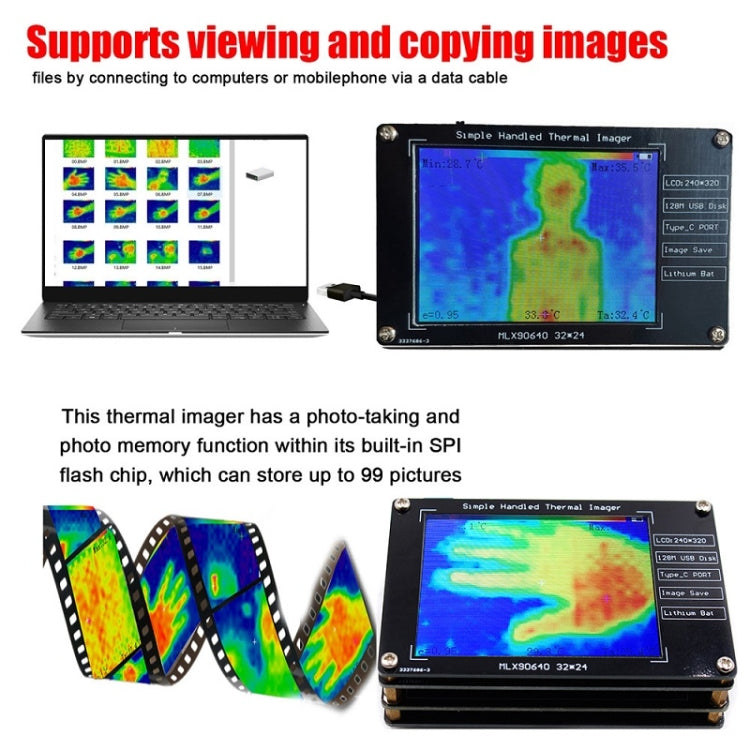 MLX90640 2.8-Inch LCD Digital Infrared Thermal Imaging Inspection Tool
