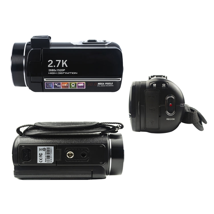DV-06 2.7K 48 Million HD Reversible LED Light Digital Video Camera With Remote Control(Standard)