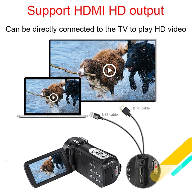 DV-06 2.7K 48 Million HD Reversible LED Light Digital Video Camera With Remote Control(Standard)