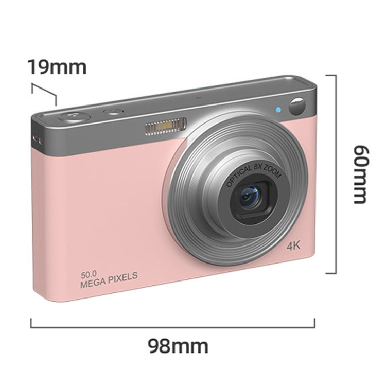 C13 2.88 inch 4K 8X Optical Zoom Telescopic Lens HD Digital Camera, Spec: Pink+Card Reader+32G