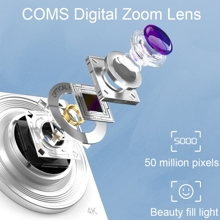 C13 2.88 inch 4K 8X Optical Zoom Telescopic Lens HD Digital Camera, Spec: Black+Card Reader+16G