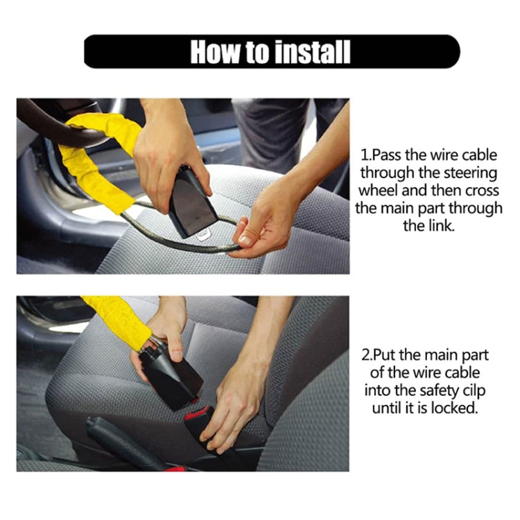 S308 Car Steering Wheel Wire Rope Lock Security Anti-theft Locks