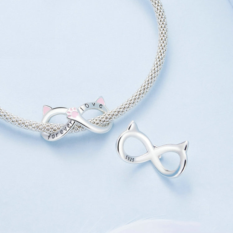 BSC748 S925 Sterling Silver Infinity Cat Symbol Bracelet Beads