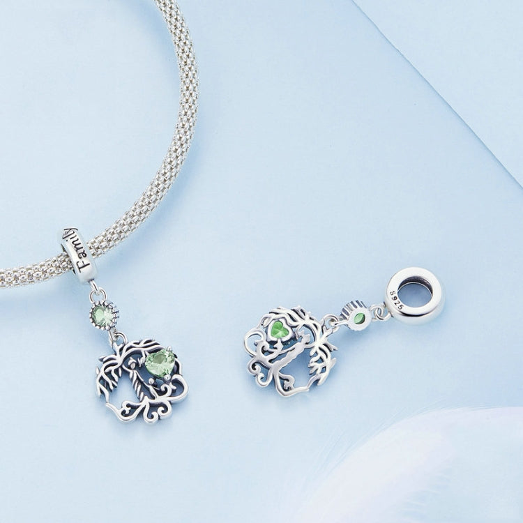 BSC750 Sterling Silver S925 Tree of Life Heart Zircon Bracelet Pendant