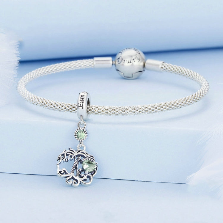 BSC750 Sterling Silver S925 Tree of Life Heart Zircon Bracelet Pendant