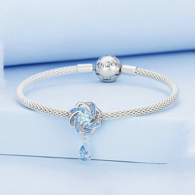 BSC751 Sterling Silver S925 Zircon Plated Rose Flower Bracelet Beads