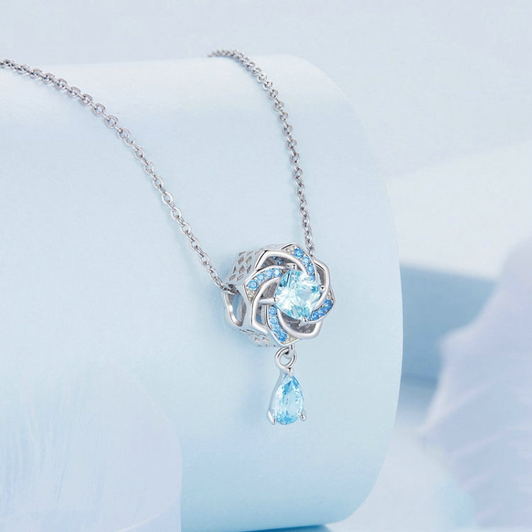 BSC751 Sterling Silver S925 Zircon Plated Rose Flower Bracelet Beads
