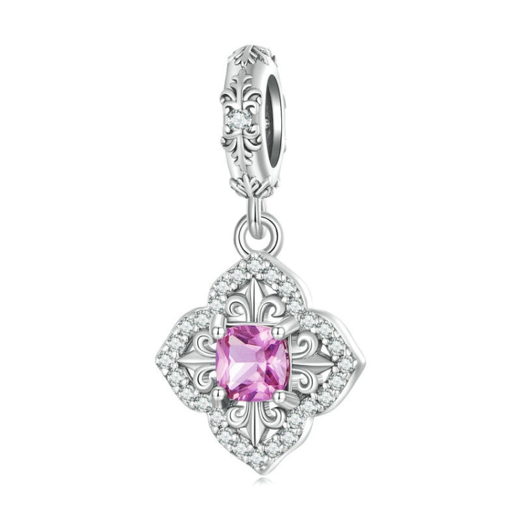 BSC753 Sterling Silver S925 Red Zircon Iris Pattern Bracelet Pendant