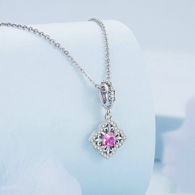BSC753 Sterling Silver S925 Red Zircon Iris Pattern Bracelet Pendant