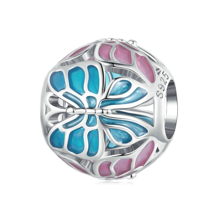 BSC754 Sterling Silver S925 Plated Platinum Butterfly Hollow Bracelet Beaded