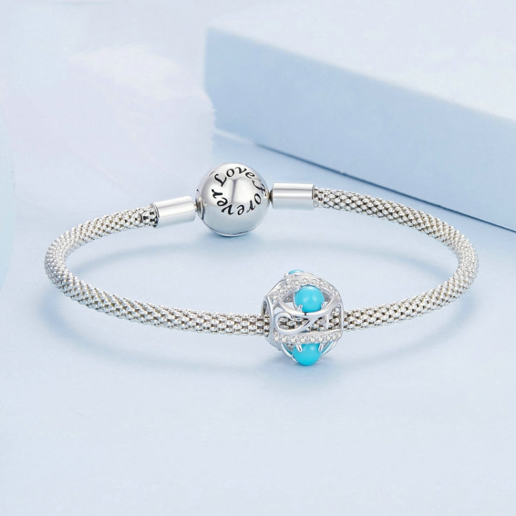 BSC755 S925 Sterling Silver Devil Eye Rhodium Plated Zircon Bracelet Beads