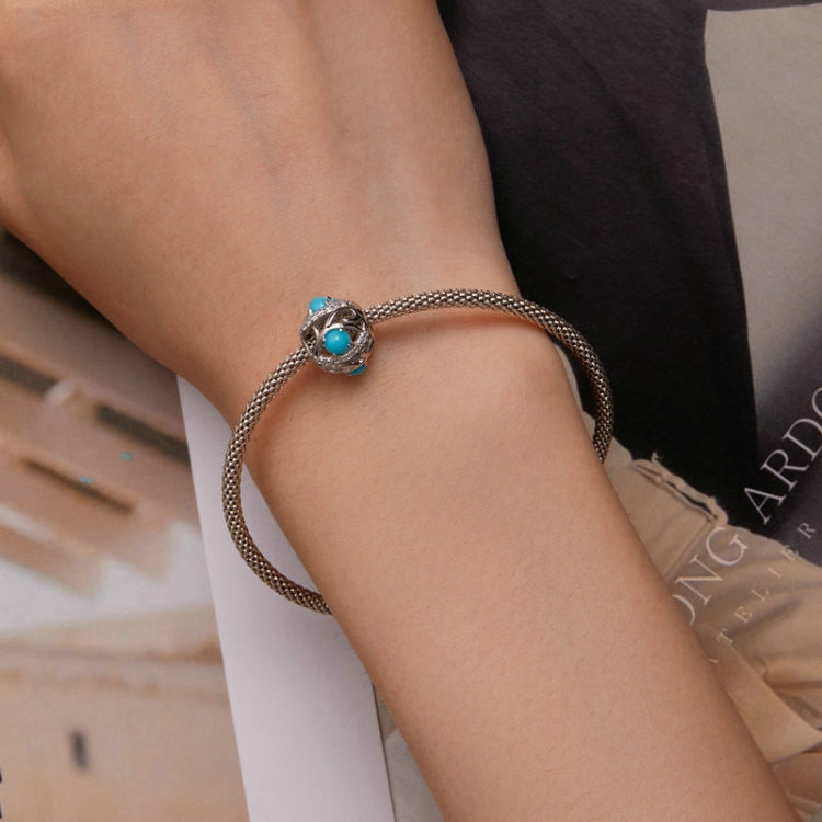 BSC755 S925 Sterling Silver Devil Eye Rhodium Plated Zircon Bracelet Beads