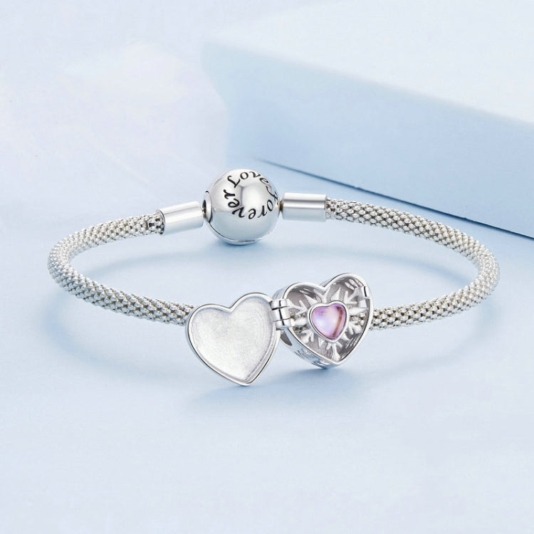 BSC757 Sterling Silver S925 Heart Openable Gift Box Bracelet Beaded