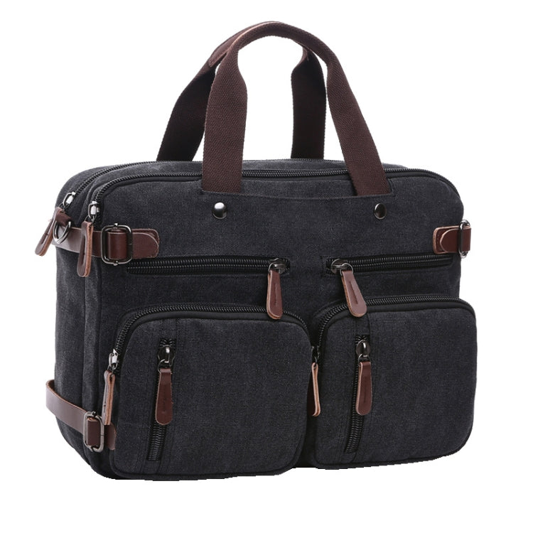 Casual Canvas Three-Purpose Business Briefcase Computer Bag, Color: Black Large