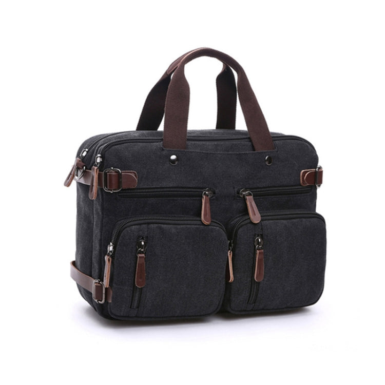 Casual Canvas Three-Purpose Business Briefcase Computer Bag, Color: Black Small