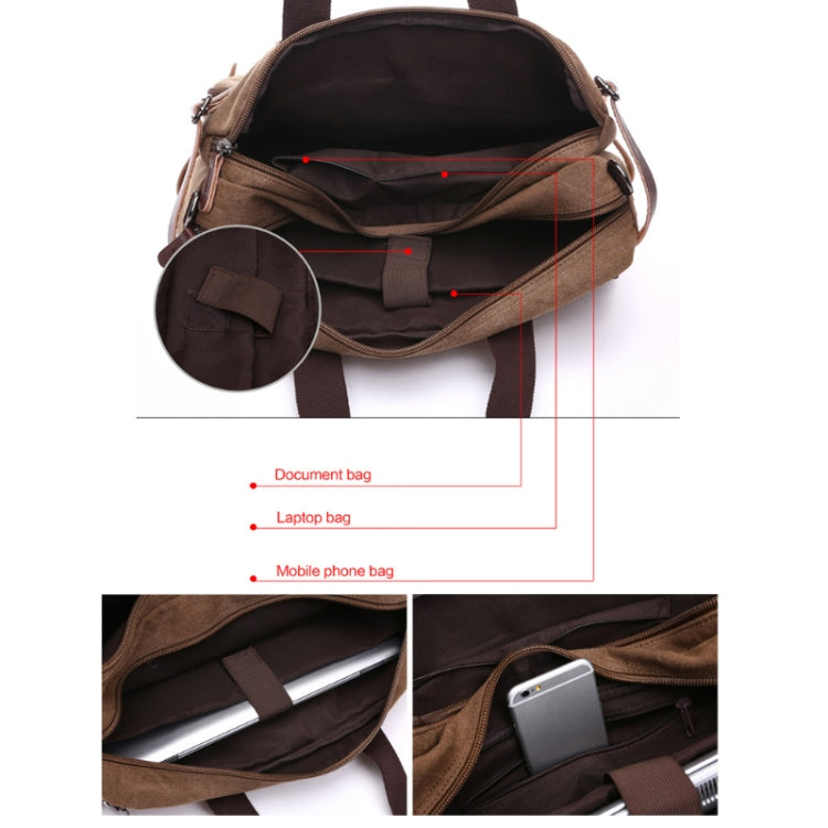 Casual Canvas Three-Purpose Business Briefcase Computer Bag, Color: Black Small