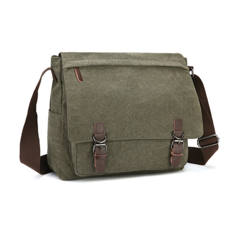 Versatile Canvas Shoulder Messenger Bag Business Computer Bag, Color: Green Large