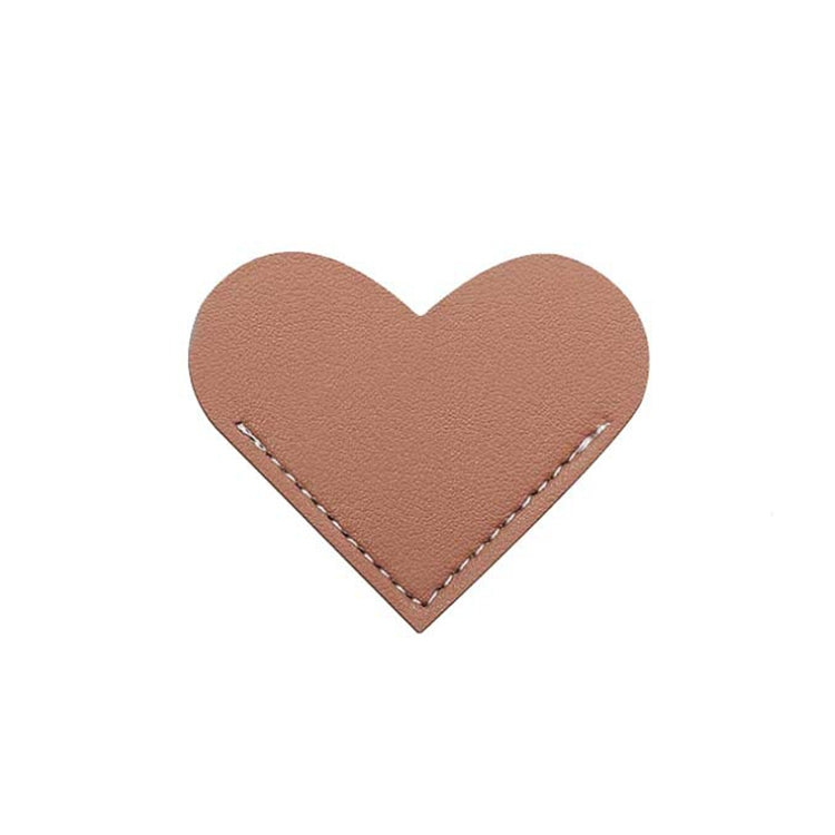 10pcs Mini Business Student Library Portable PU Leather Heart Shaped Bookmark